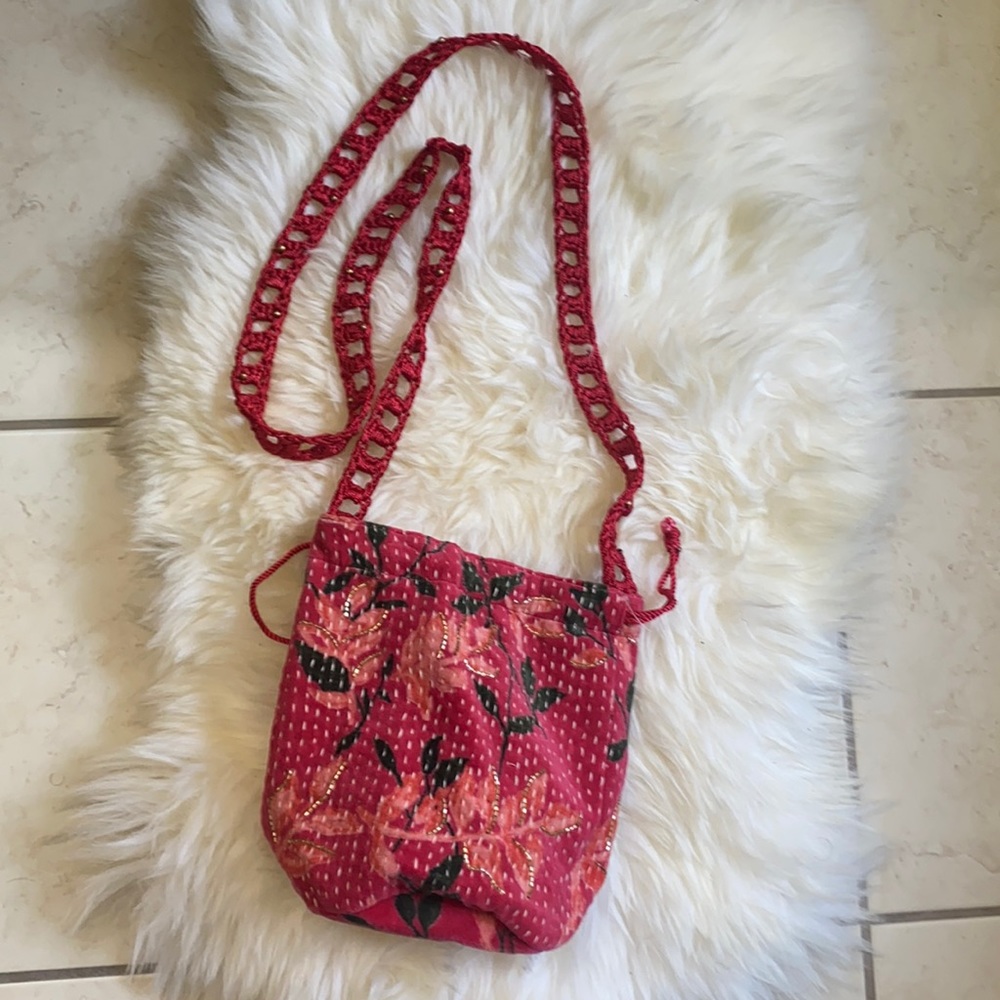 Free People Velvet Moon Crossbody Bag Satchel Red